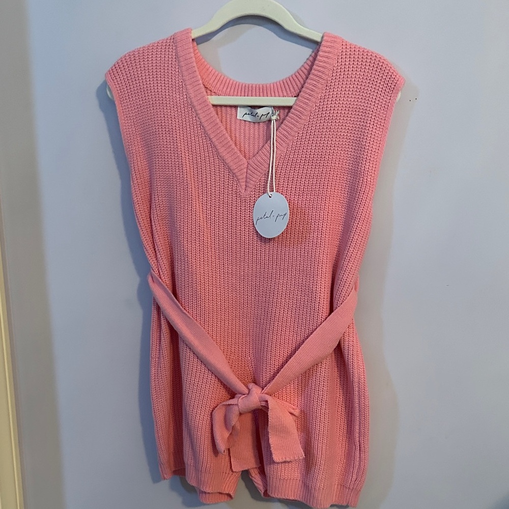 Pink Sleeveless Knit Jumpsuit